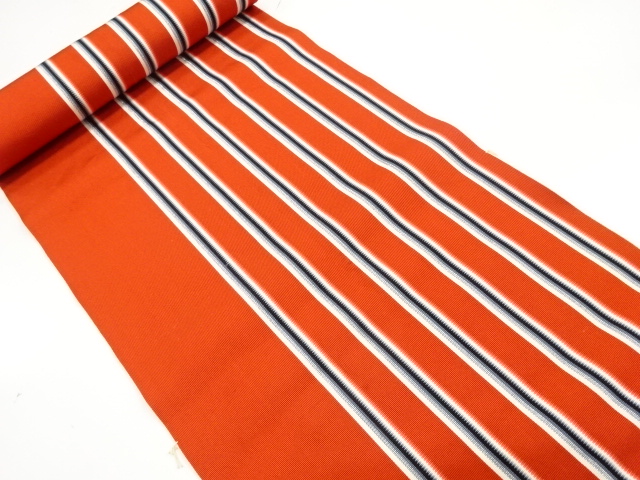 JAPANESE KIMONO / ANTIQUE BOLT FOR HASSUN OBI / SILK / CHIKUZEN HAKATA / WOVEN STRIPE